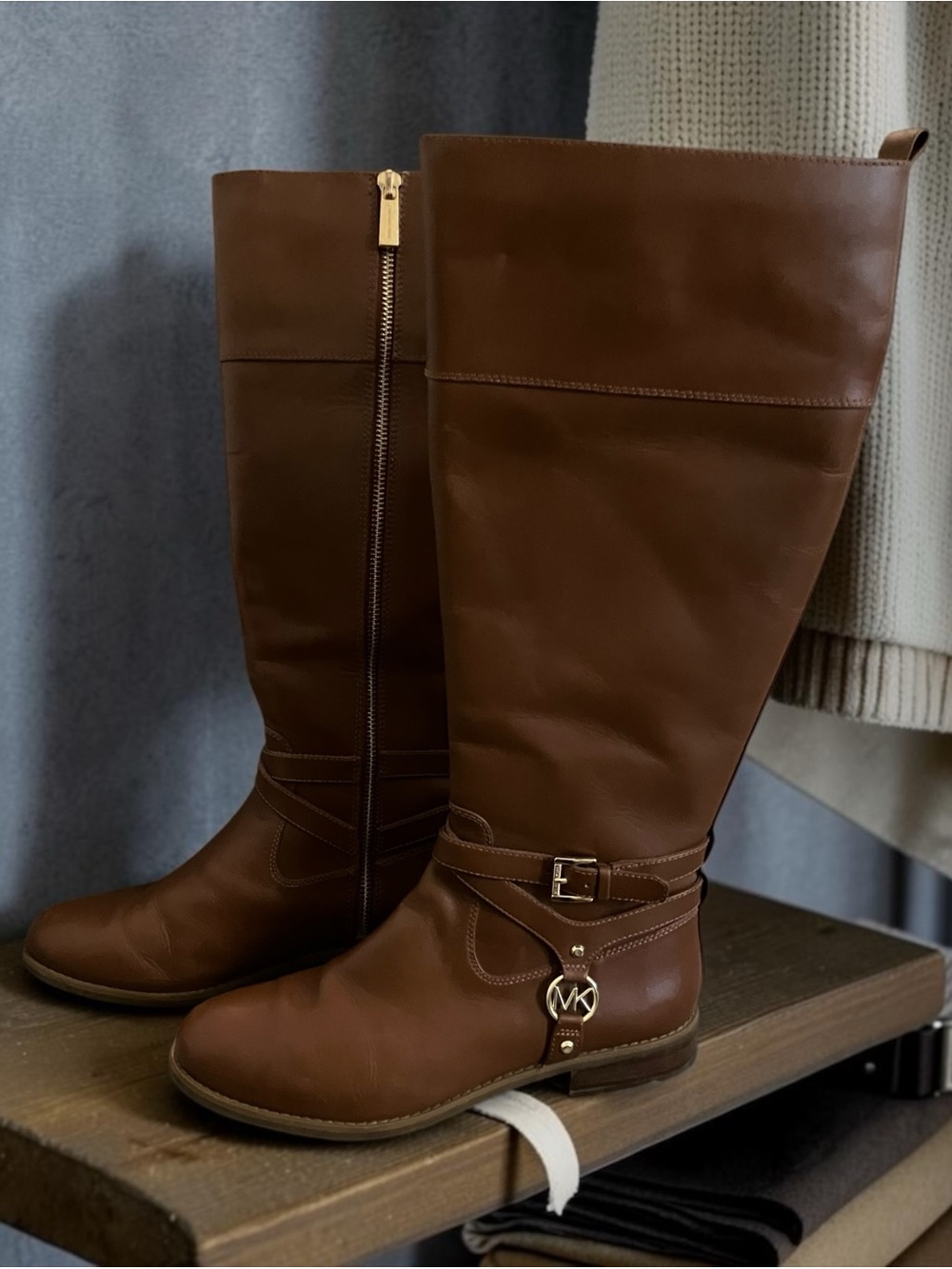 BEAUTIFUL CONDITION!! MICHAEL MICHAEL KORS PRESTON LEATHER RIDING BOOTS SIZE 8.5